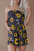 Floral Print Bandeau Romper With Pockets